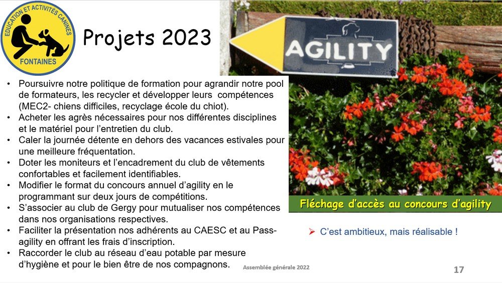 Bilan 2022 présenté lors de l'assemblée générale du 31 mars 2023