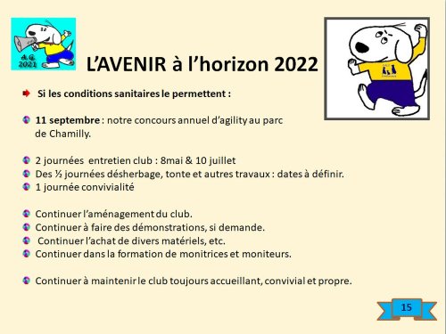 Bilan 2021 présenté lors de l'assemblée générale 2022