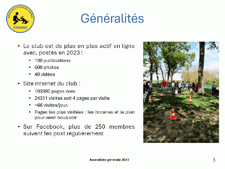 Bilan 2023 présenté lors de l'assemblée générale du 12 avril 2024