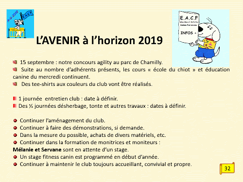 Bilan 2018 présenté lors de l'assemblée générale 2019