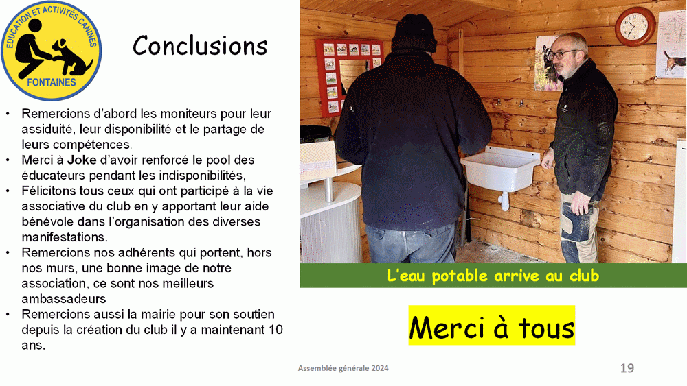 Bilan 2024 présenté lors de l'assemblée générale du 4 avril 2025