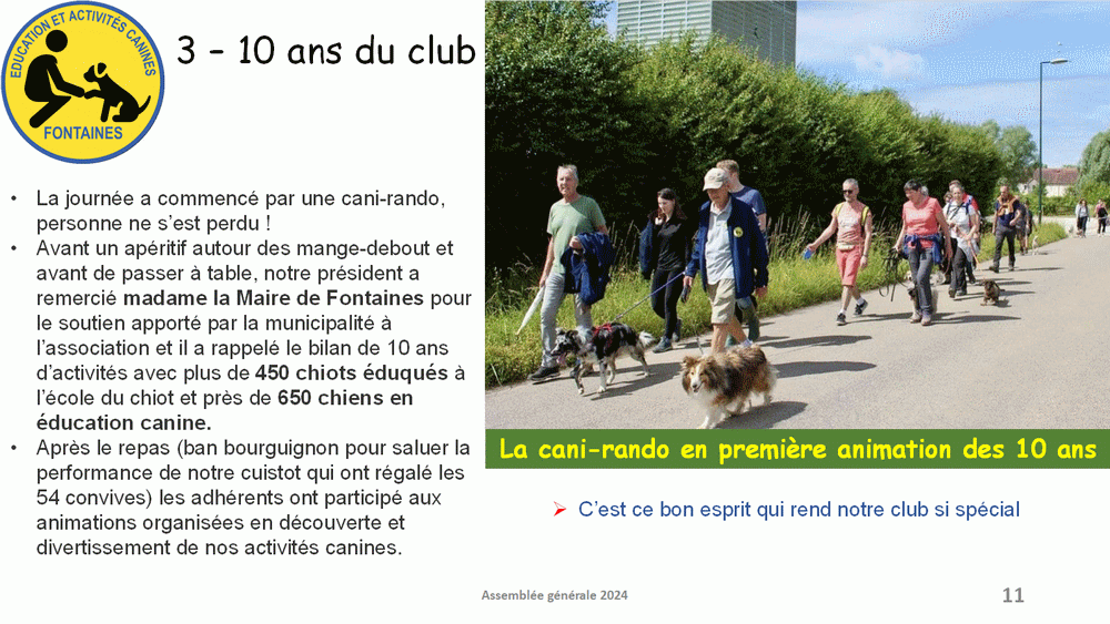 Bilan 2024 présenté lors de l'assemblée générale du 4 avril 2025