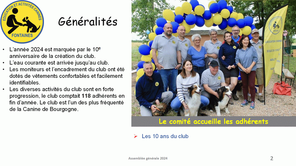 Bilan 2024 présenté lors de l'assemblée générale du 4 avril 2025