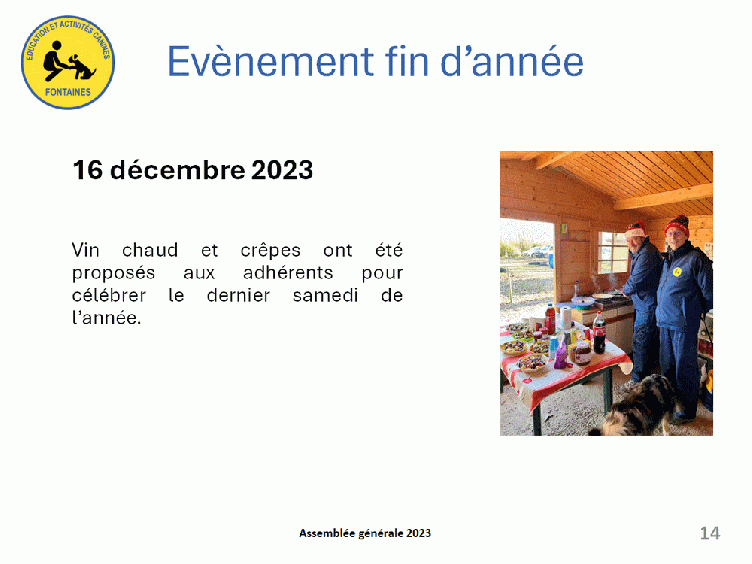 Bilan 2023 présenté lors de l'assemblée générale du 12 avril 2024