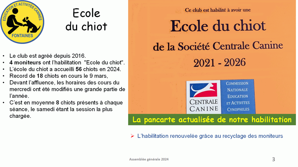 Bilan 2024 présenté lors de l'assemblée générale du 4 avril 2025