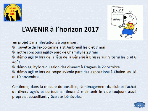 Bilan 2015 présenté lors de l'assemblée générale 2016